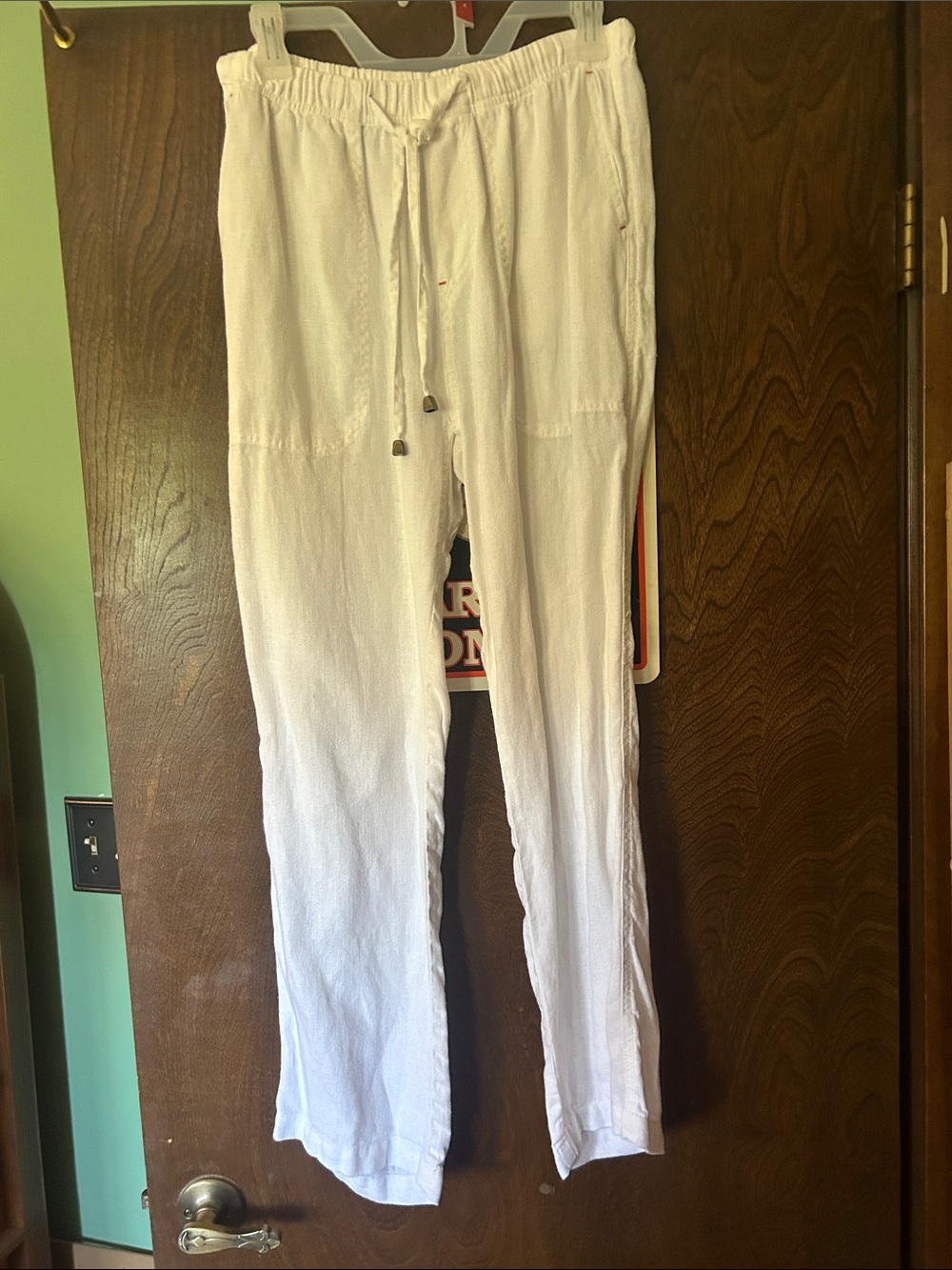 Men's Drawstring hemp Pants - White